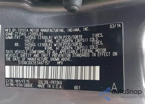 2014 Toyota Sienna Se 8 Passenger from USA, damaged, VIN 5TDXK3DC5ES467157